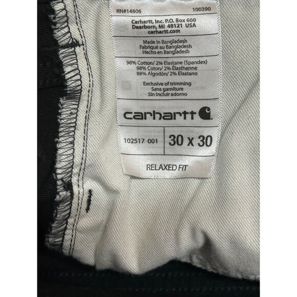 Carhartt Pants Mens 30X30 Black Measures 30X29 Relaxed Fit Straight Leg Workwear - Picture 6 of 8